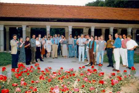 Toast at the Workshop dinner in front of the Three fishponds of
        Maribor